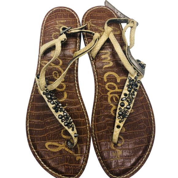 Sam Edelman Womens gigi snakeskin and stud sandals, thong, 9M - Picture 1 of 8